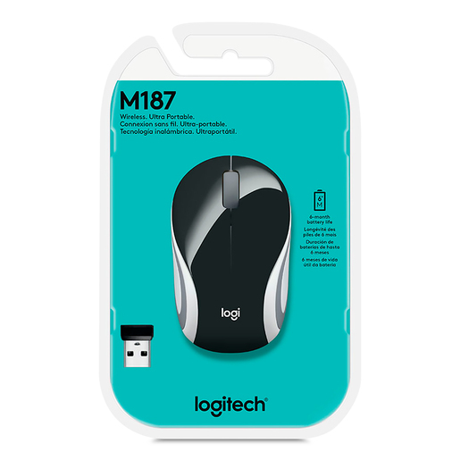 Mouse Inalámbrico Logitech M187 / Nano receptor USB / Negro / PC / Laptop / Mac